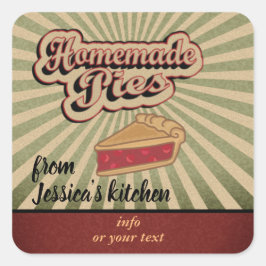 ヴィンテージレトロタイポグラフィ自家製パイ スクエアシール