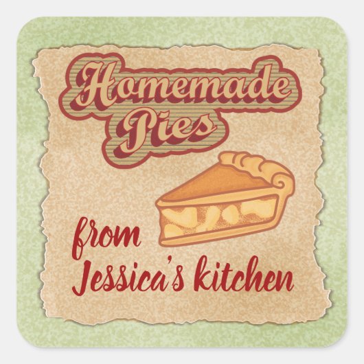 ヴィンテージレトロタイポグラフィ自家製パイ スクエアシール (正面)