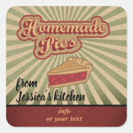 ヴィンテージレトロタイポグラフィ自家製パイ スクエアシール