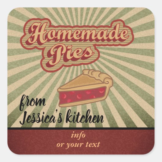 ヴィンテージレトロタイポグラフィ自家製パイ スクエアシール (正面)