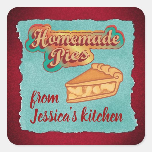 ヴィンテージレトロタイポグラフィ自家製パイ スクエアシール (正面)