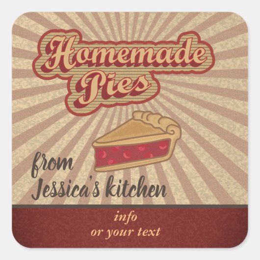 ヴィンテージレトロタイポグラフィ自家製パイ スクエアシール (正面)