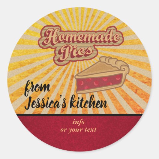 ヴィンテージレトロタイポグラフィ自家製パイ ラウンドシール (正面)