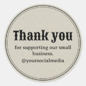 ヴィンテージレトロタイポグラフィ製品包装シール ラウンドシール (正面)