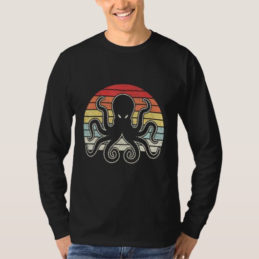 ヴィンテージレトロタコクラーケン海 Tシャツ (正面)