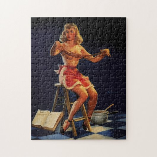 ヴィンテージレトロタフィーピンナップガール ジグソーパズル (縦)