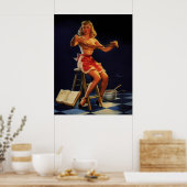 ヴィンテージレトロタフィーピンナップガール ポスター (キッチン)