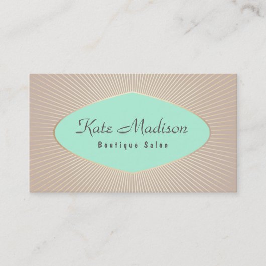 ヴィンテージレトロターコイズ美しいサロン 名刺 (正面)