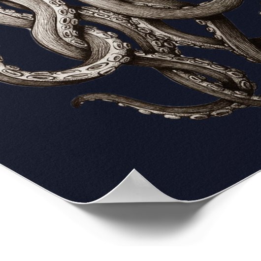 ヴィンテージレトロダイビングスーツタコグラフィックデザイン ポスター (角)