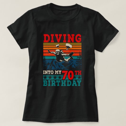 ヴィンテージレトロダイビングMy 70th誕生日Skydivi Tシャツ (デザイン正面)