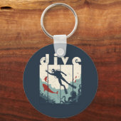 ヴィンテージレトロダイブスクーバダイビングダイバー キーホルダー (正面)