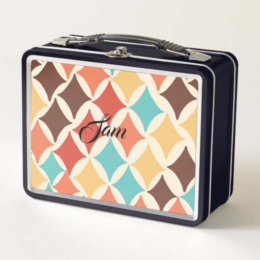 ヴィンテージレトロダイヤモンドの形状 メタルランチボックス (正面)