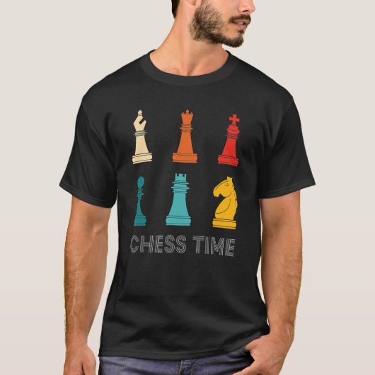 ヴィンテージレトロチェスのチェス時間 Tシャツ (正面)
