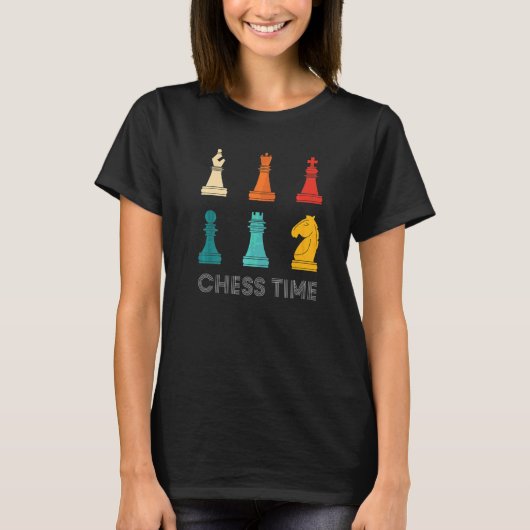 ヴィンテージレトロチェスのチェス時間 Tシャツ (正面)