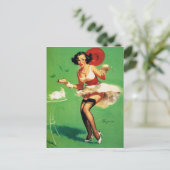 ヴィンテージレトロティータイムピンナップガール ポストカード (スタンド正面)