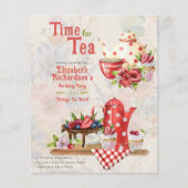 ヴィンテージレトロティーパーティーレッド水玉模様誕生日 (正面)