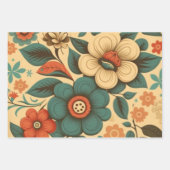 ヴィンテージレトロデザインフローラパステル ラッピングペーパーシート (正面3)