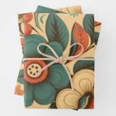 ヴィンテージレトロデザインフローラパステル ラッピングペーパーシート (インサイチュ)