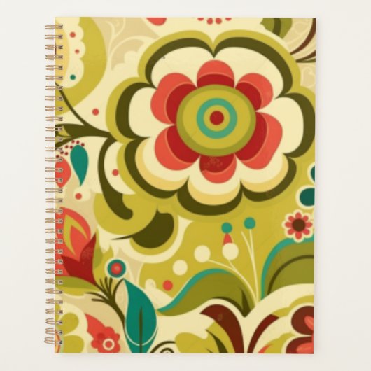 ヴィンテージレトロデザインフローラライト プランナー手帳 (正面)