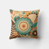 ヴィンテージレトロデザインフローラ茶色ビーズグリーン クッション (裏面)