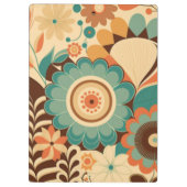 ヴィンテージレトロデザインフローラ茶色ビーズグリーン クリップボード (裏面)