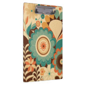 ヴィンテージレトロデザインフローラ茶色ビーズグリーン クリップボード (右)