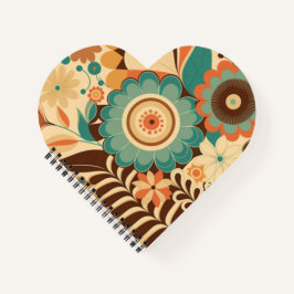 ヴィンテージレトロデザインフローラ茶色ビーズグリーン ノートブック