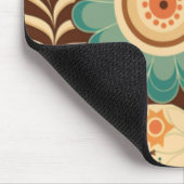 ヴィンテージレトロデザインフローラ茶色ビーズグリーン マウスパッド (コーナー)