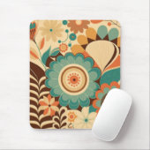 ヴィンテージレトロデザインフローラ茶色ビーズグリーン マウスパッド (マウス)