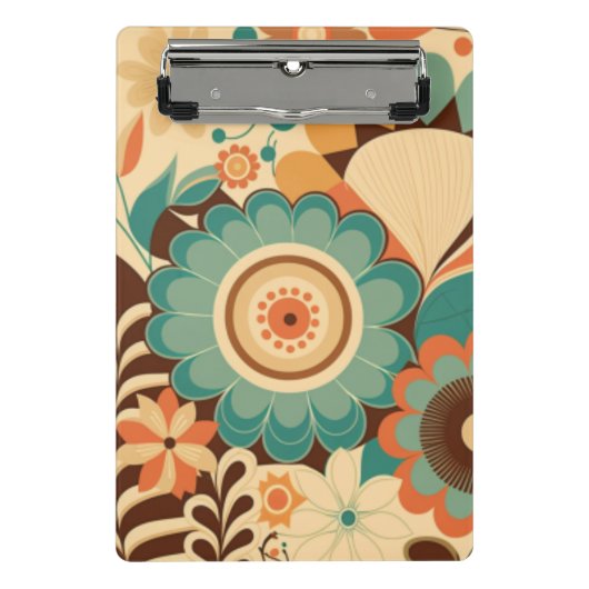ヴィンテージレトロデザインフローラ茶色ビーズグリーン ミニクリップボード (正面)