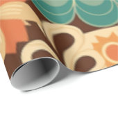 ヴィンテージレトロデザインフローラ茶色ビーズグリーン ラッピングペーパー (ロールコーナー)