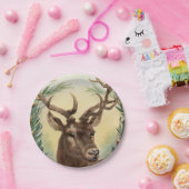 ヴィンテージレトロトナカイシカクリスマス ペーパープレート (パーティー)