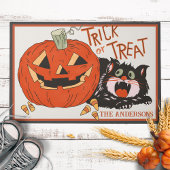 ヴィンテージレトロトリックまたはトリックカスタムのハロウィン ドアマット