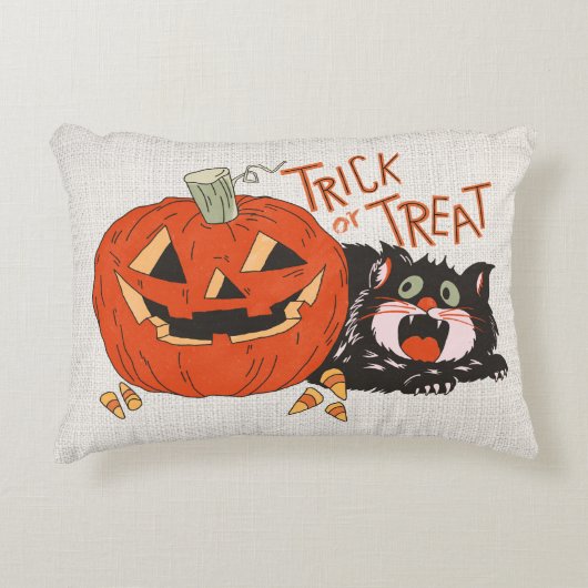 ヴィンテージレトロトリックハロウィーン アクセントクッション (正面)