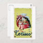 ヴィンテージレトロトリノイタリアン旅行広告 ポストカード (正面/裏面)
