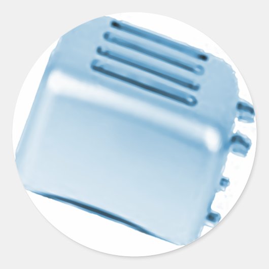 ヴィンテージレトロトースターデザイン – 青 ラウンドシール (正面)