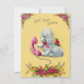 ヴィンテージレトロドッグオンフォンハッピーバースデー カード (正面)