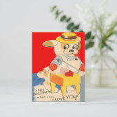 ヴィンテージレトロドッグカットバローニーバレンタインカード シーズンポストカード (スタンド正面)