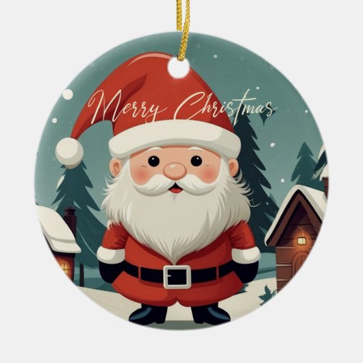 ヴィンテージレトロドワーフサンタクリスマスオーナメント セラミックオーナメント (正面)
