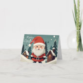 ヴィンテージレトロドワーフサンタクリスマスフォールディング シーズンカード (正面)