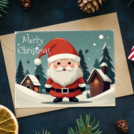 ヴィンテージレトロドワーフサンタクリスマスフォールディング シーズンカード