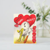 ヴィンテージレトロナイフ&シャープニングストーンバレンタイン シーズンポストカード (スタンド正面)