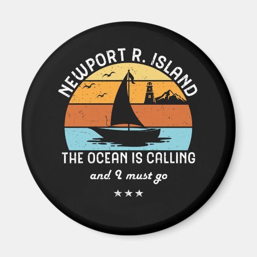 ヴィンテージレトロニューポートロードアイランドセーリング マグネット (正面)