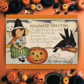ヴィンテージレトロハッピーハローウィン挨拶カスタム シーズンポストカード