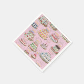 ヴィンテージレトロハッピーバースデーケーキ スタンダードカクテルナプキン (角)