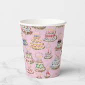 ヴィンテージレトロハッピーバースデーケーキ 紙コップ (裏面)