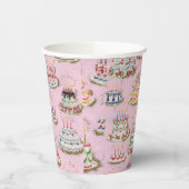 ヴィンテージレトロハッピーバースデーケーキ 紙コップ (左)