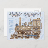 ヴィンテージレトロハッピーバースデー列車 シーズンポストカード (正面/裏面)