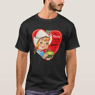 ヴィンテージレトロハッピーヴァレンティーンズデイカードキュートカウグ Tシャツ