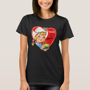 ヴィンテージレトロハッピーヴァレンティーンズデイカードキュートカウグ Tシャツ